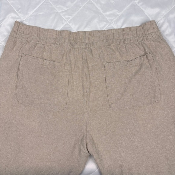 Old Navy Linen Blend Wide Leg Pants XL High Rise Beige Ankle Pull On - Picture 4 of 10